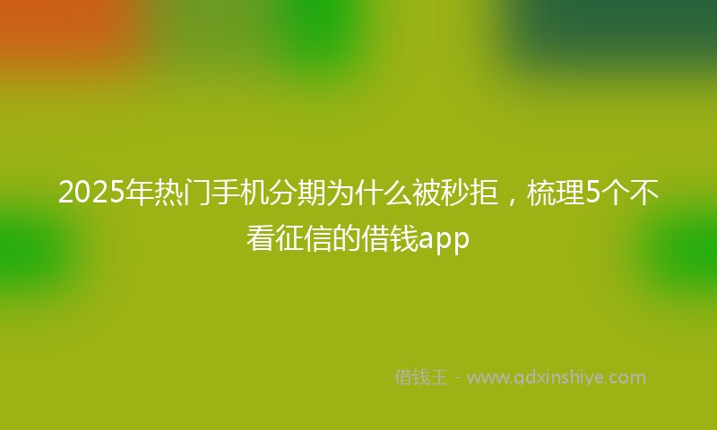 2025年热门手机分期为什么被秒拒，梳理5个不看征信的借钱app
