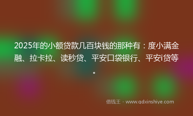 2025年的小额贷款几百块钱的那种有：度小满金融、拉卡拉、读秒贷、平安口袋银行、平安i贷等。