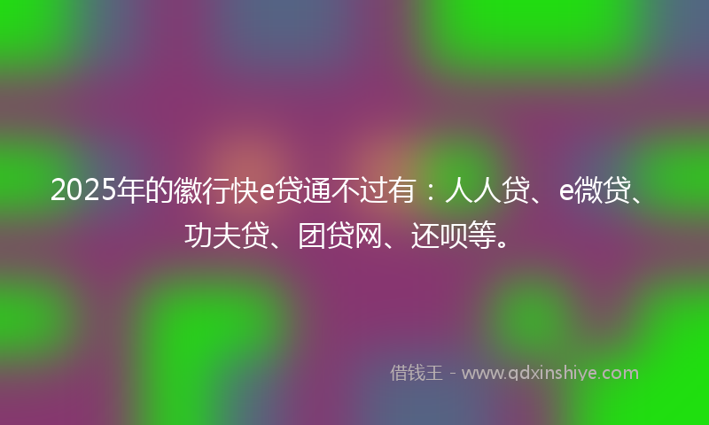 2025年的徽行快e贷通不过有：人人贷、e微贷、功夫贷、团贷网、还呗等。