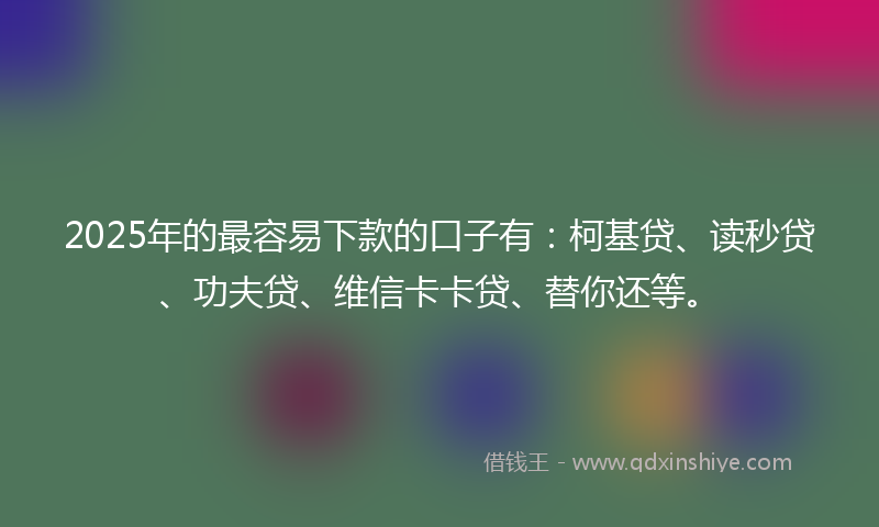 2025年的最容易下款的口子有：柯基贷、读秒贷、功夫贷、维信卡卡贷、替你还等。
