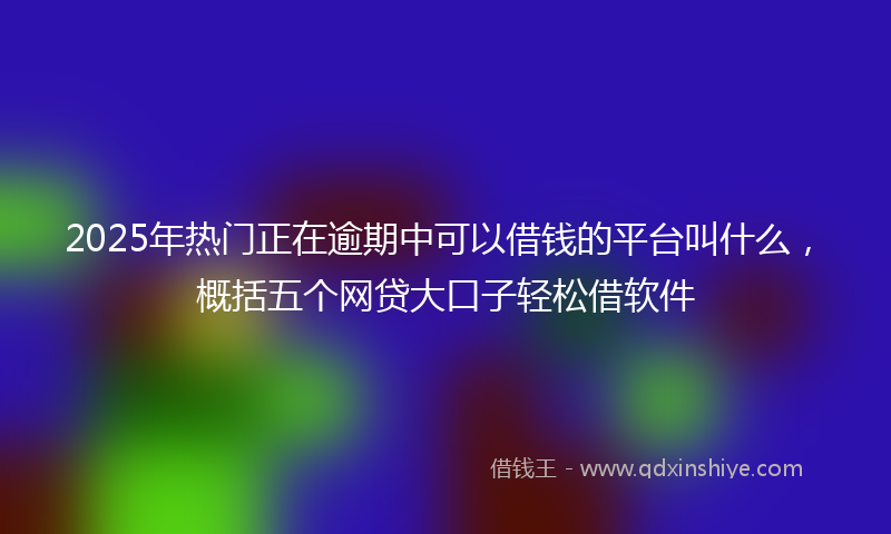 2025年热门正在逾期中可以借钱的平台叫什么，概括五个网贷大口子轻松借软件