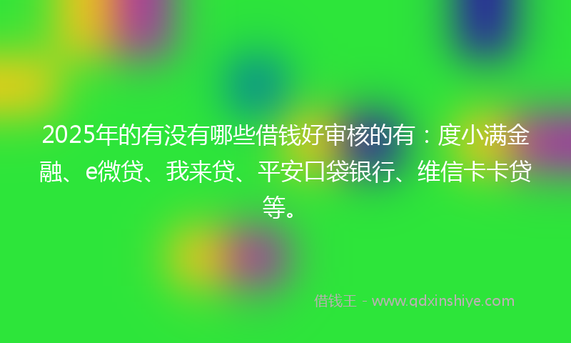 2025年的有没有哪些借钱好审核的有：度小满金融、e微贷、我来贷、平安口袋银行、维信卡卡贷等。