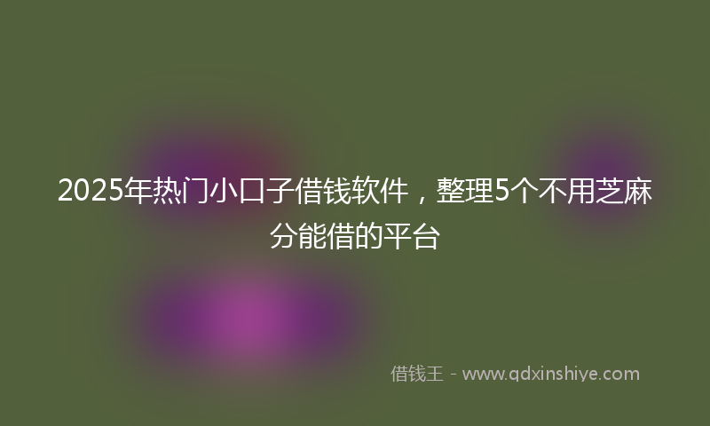 2025年热门小口子借钱软件，整理5个不用芝麻分能借的平台