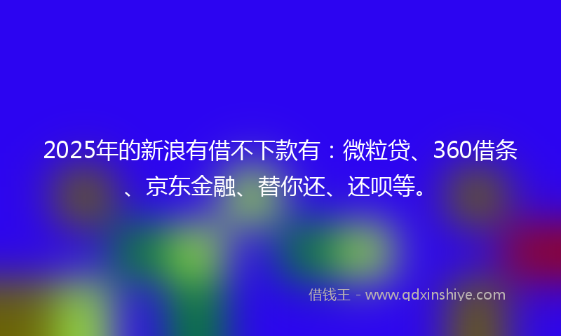 2025年的新浪有借不下款有：微粒贷、360借条、京东金融、替你还、还呗等。