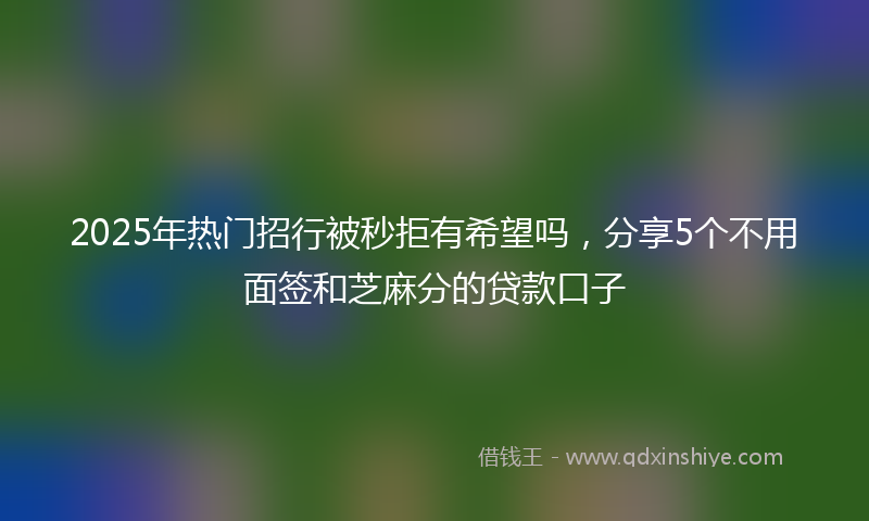 2025年热门招行被秒拒有希望吗，分享5个不用面签和芝麻分的贷款口子