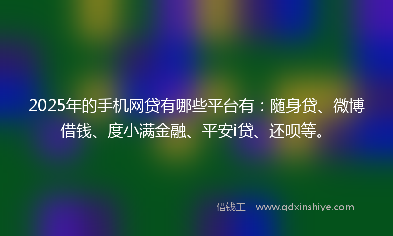 2025年的手机网贷有哪些平台有：随身贷、微博借钱、度小满金融、平安i贷、还呗等。