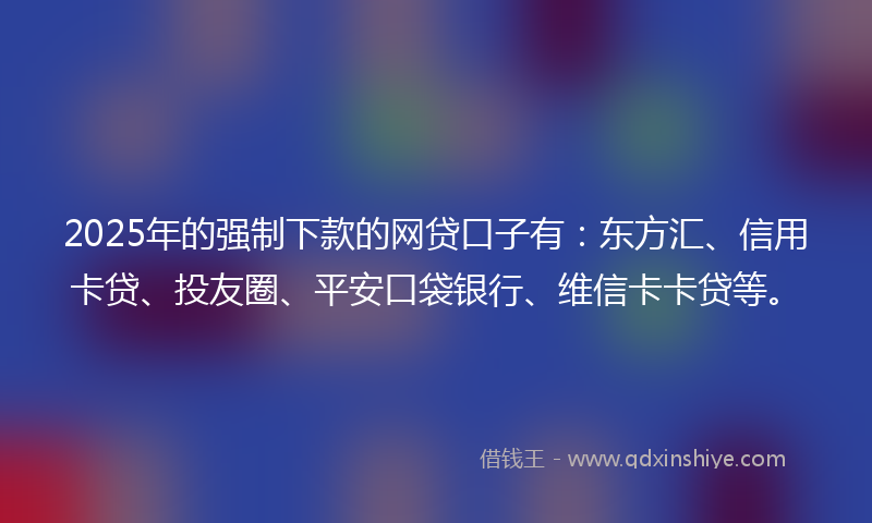 2025年的强制下款的网贷口子有：东方汇、信用卡贷、投友圈、平安口袋银行、维信卡卡贷等。