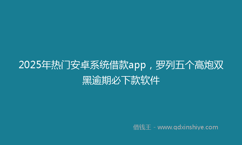 2025年热门安卓系统借款app，罗列五个高炮双黑逾期必下款软件