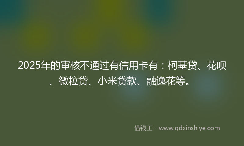 2025年的审核不通过有信用卡有：柯基贷、花呗、微粒贷、小米贷款、融逸花等。