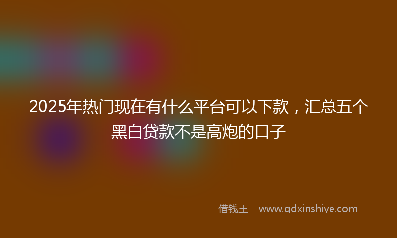 2025年热门现在有什么平台可以下款，汇总五个黑白贷款不是高炮的口子