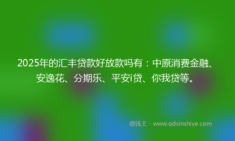 2025年的汇丰贷款好放款吗有：中原消费金融、安逸花、分期乐、平安i贷、你我贷等。