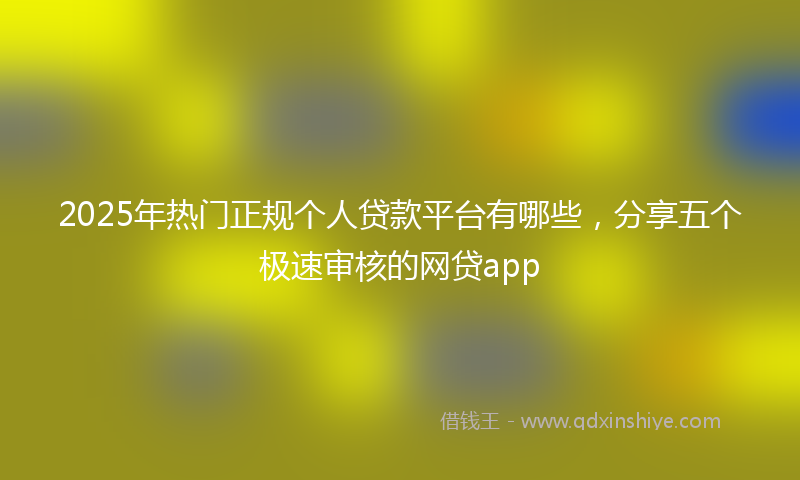 2025年热门正规个人贷款平台有哪些，分享五个极速审核的网贷app