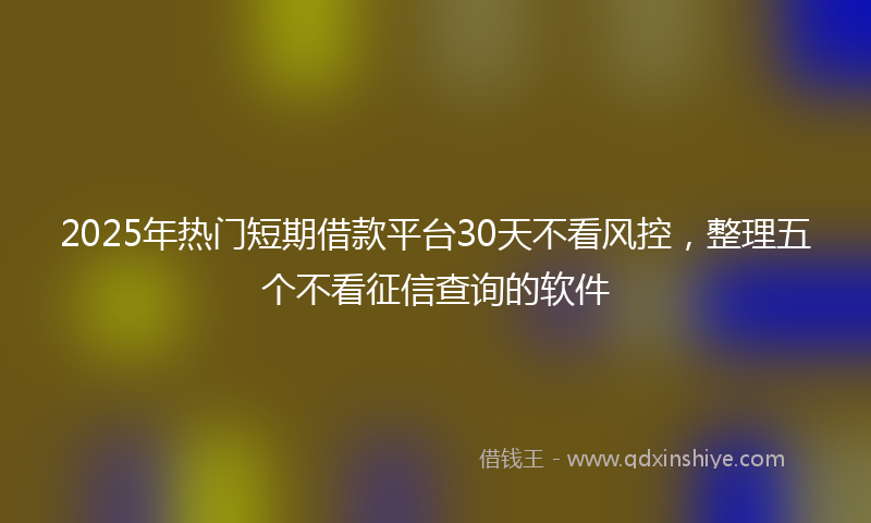 2025年热门短期借款平台30天不看风控，整理五个不看征信查询的软件