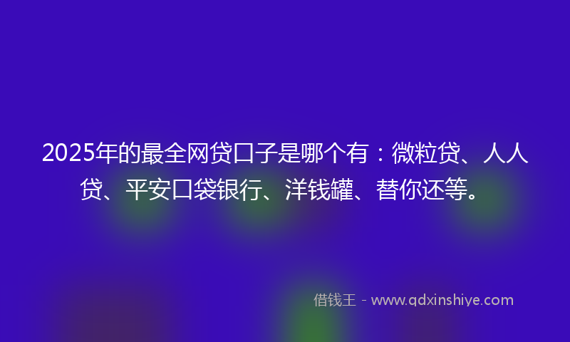2025年的最全网贷口子是哪个有：微粒贷、人人贷、平安口袋银行、洋钱罐、替你还等。