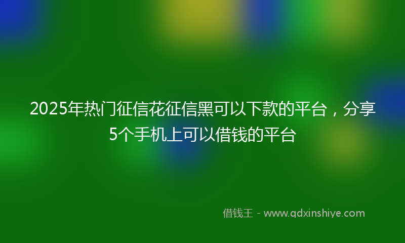 2025年热门征信花征信黑可以下款的平台，分享5个手机上可以借钱的平台
