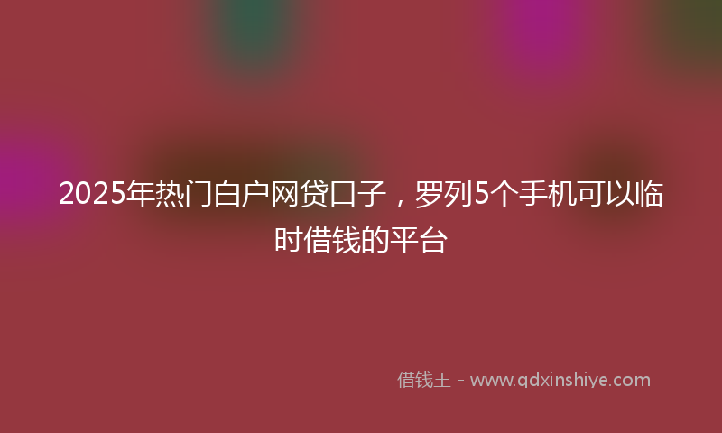 2025年热门白户网贷口子，罗列5个手机可以临时借钱的平台