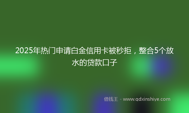 2025年热门申请白金信用卡被秒拒，整合5个放水的贷款口子