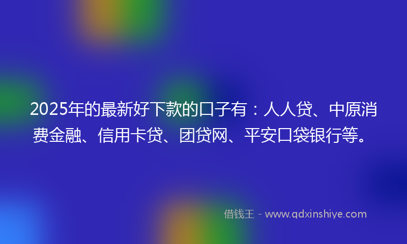 2025年的最新好下款的口子有：人人贷、中原消费金融、信用卡贷、团贷网、平安口袋银行等。