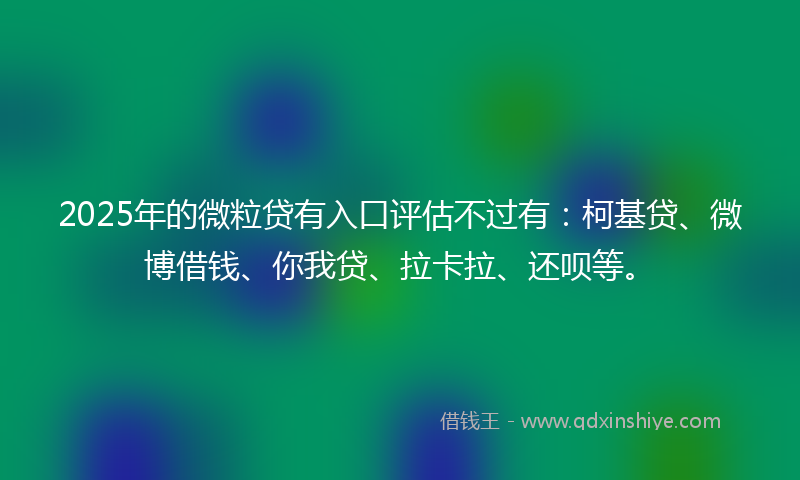 2025年的微粒贷有入口评估不过有：柯基贷、微博借钱、你我贷、拉卡拉、还呗等。
