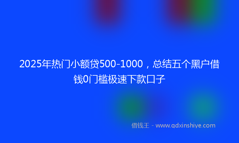 2025年热门小额贷500-1000，总结五个黑户借钱0门槛极速下款口子