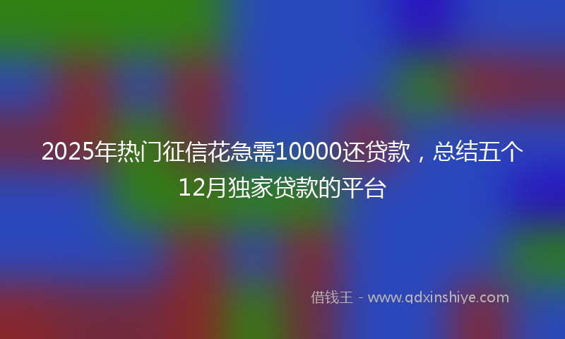 2025年热门征信花急需10000还贷款，总结五个12月独家贷款的平台