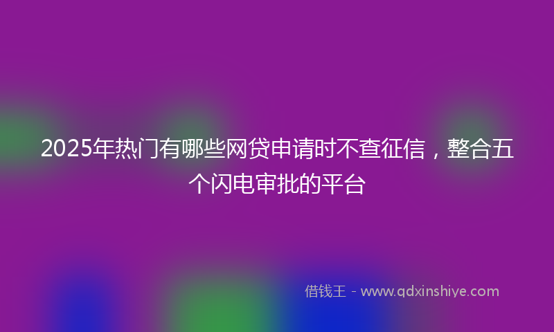 2025年热门有哪些网贷申请时不查征信，整合五个闪电审批的平台
