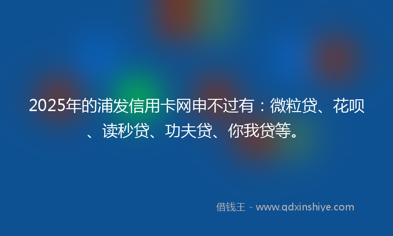 2025年的浦发信用卡网申不过有：微粒贷、花呗、读秒贷、功夫贷、你我贷等。