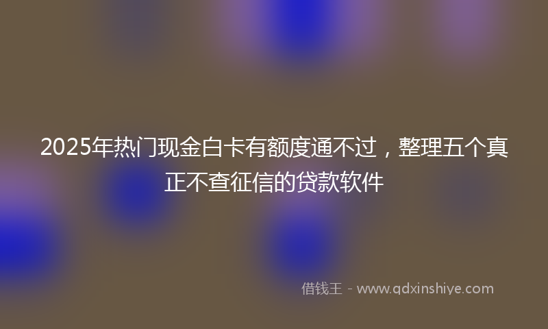 2025年热门现金白卡有额度通不过，整理五个真正不查征信的贷款软件