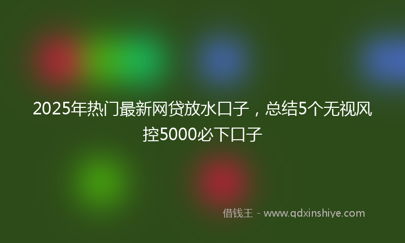 2025年热门最新网贷放水口子，总结5个无视风控5000必下口子