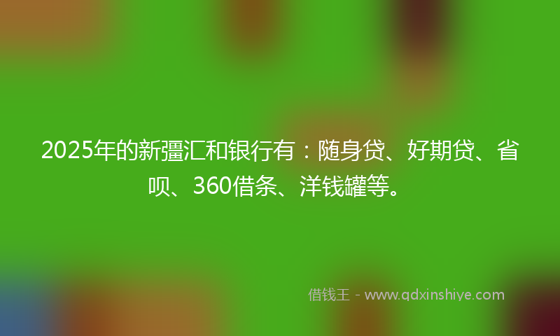 2025年的新彊汇和银行有：随身贷、好期贷、省呗、360借条、洋钱罐等。