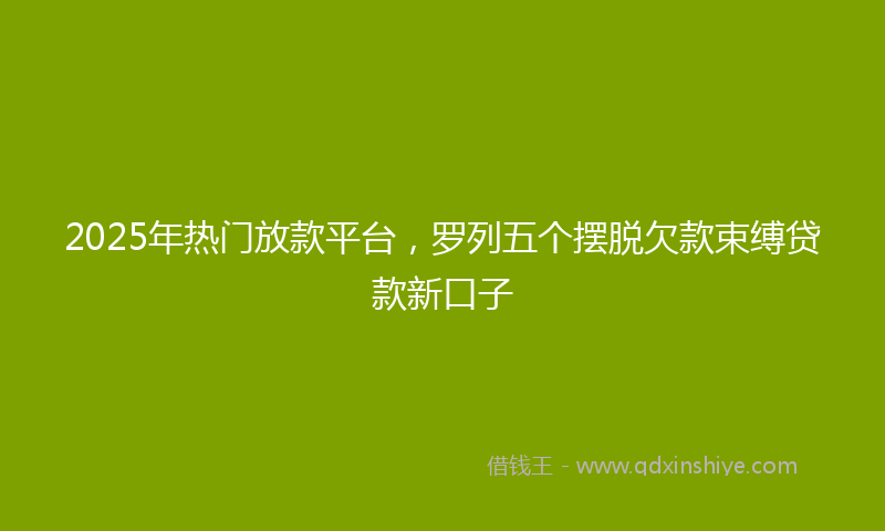 2025年热门放款平台，罗列五个摆脱欠款束缚贷款新口子