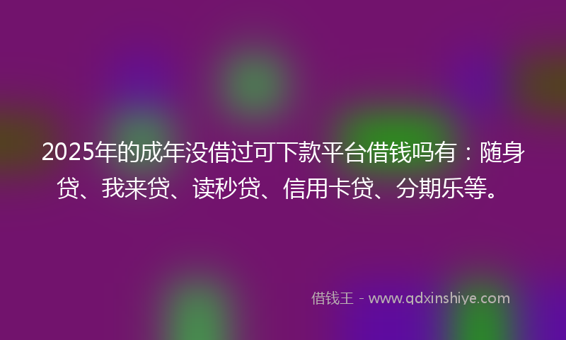 2025年的成年没借过可下款平台借钱吗有：随身贷、我来贷、读秒贷、信用卡贷、分期乐等。
