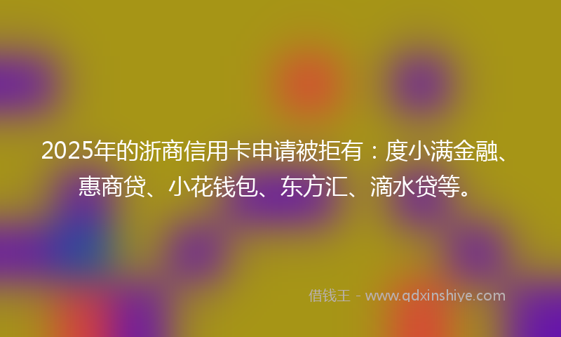 2025年的浙商信用卡申请被拒有：度小满金融、惠商贷、小花钱包、东方汇、滴水贷等。