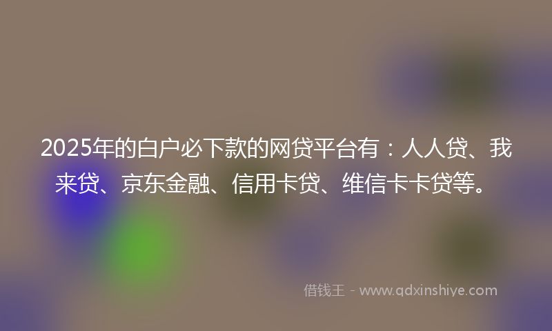2025年的白户必下款的网贷平台有：人人贷、我来贷、京东金融、信用卡贷、维信卡卡贷等。