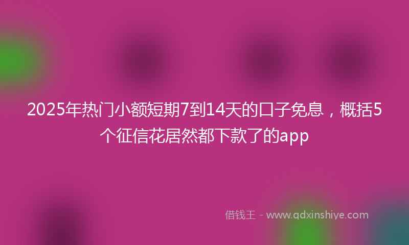 2025年热门小额短期7到14天的口子免息，概括5个征信花居然都下款了的app