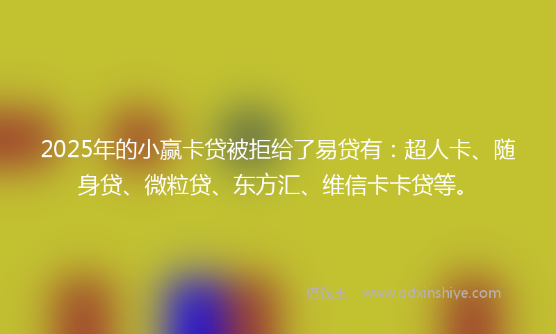 2025年的小赢卡贷被拒给了易贷有：超人卡、随身贷、微粒贷、东方汇、维信卡卡贷等。