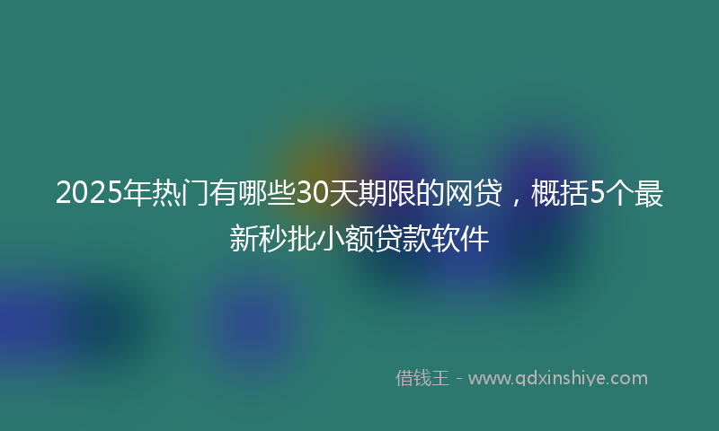 2025年热门有哪些30天期限的网贷，概括5个最新秒批小额贷款软件