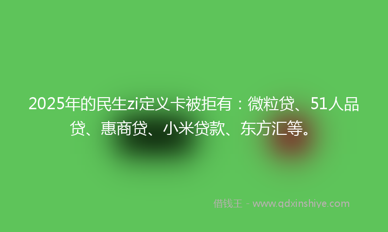 2025年的民生zi定义卡被拒有：微粒贷、51人品贷、惠商贷、小米贷款、东方汇等。