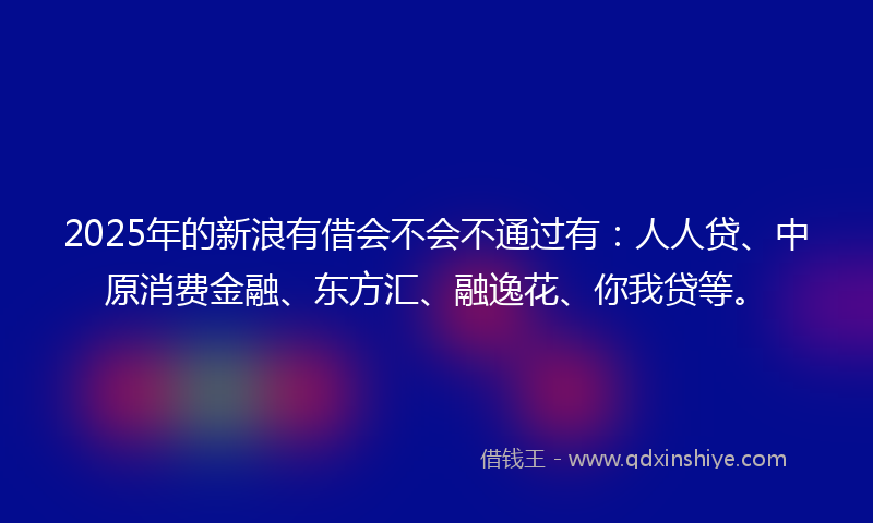 2025年的新浪有借会不会不通过有：人人贷、中原消费金融、东方汇、融逸花、你我贷等。