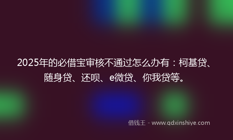 2025年的必借宝审核不通过怎么办有：柯基贷、随身贷、还呗、e微贷、你我贷等。