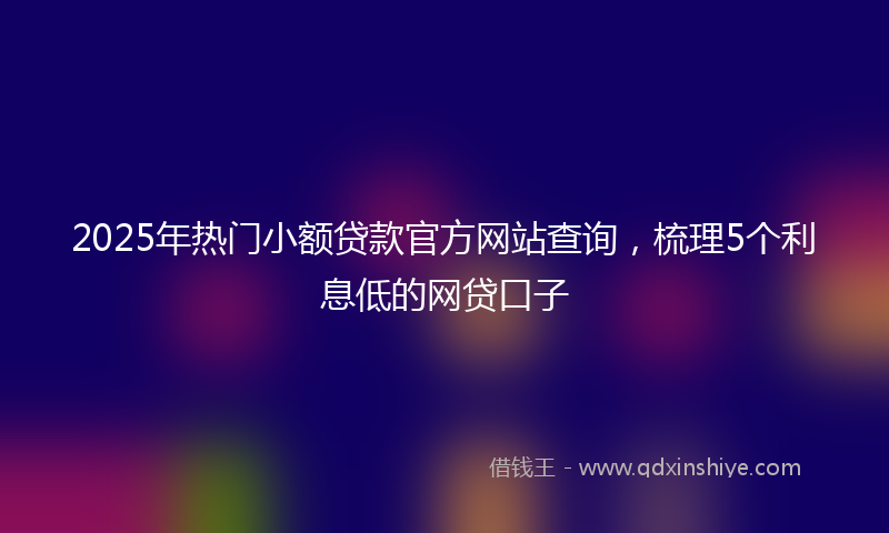 2025年热门小额贷款官方网站查询，梳理5个利息低的网贷口子