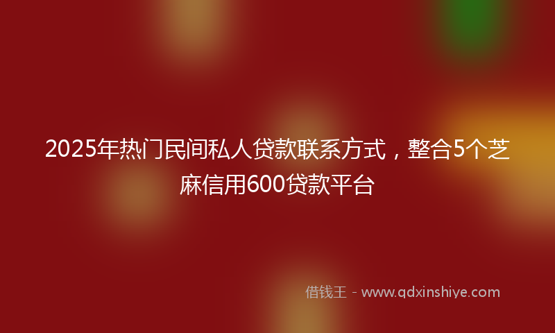2025年热门民间私人贷款联系方式，整合5个芝麻信用600贷款平台