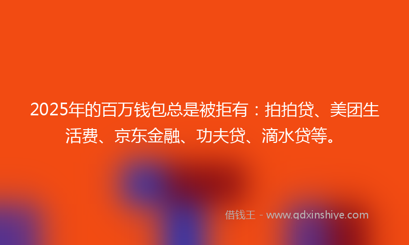 2025年的百万钱包总是被拒有：拍拍贷、美团生活费、京东金融、功夫贷、滴水贷等。
