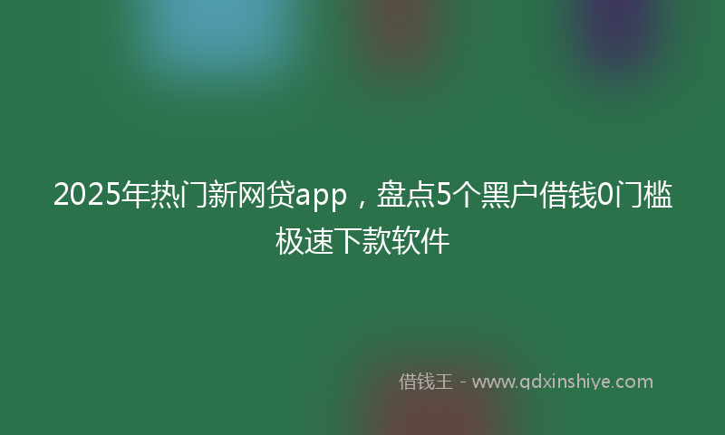 2025年热门新网贷app，盘点5个黑户借钱0门槛极速下款软件