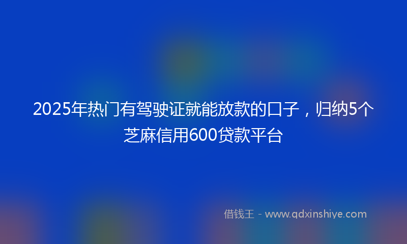 2025年热门有驾驶证就能放款的口子，归纳5个芝麻信用600贷款平台