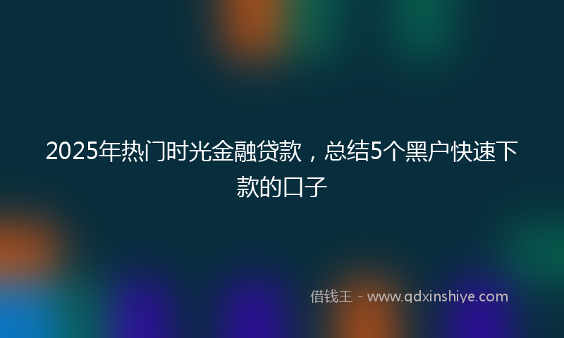 2025年热门时光金融贷款，总结5个黑户快速下款的口子