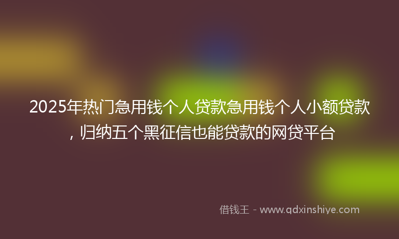 2025年热门急用钱个人贷款急用钱个人小额贷款，归纳五个黑征信也能贷款的网贷平台