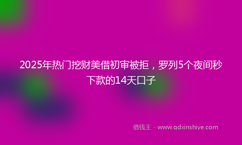 2025年热门挖财美借初审被拒，罗列5个夜间秒下款的14天口子