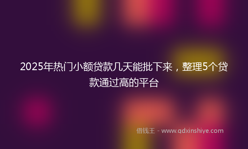 2025年热门小额贷款几天能批下来，整理5个贷款通过高的平台