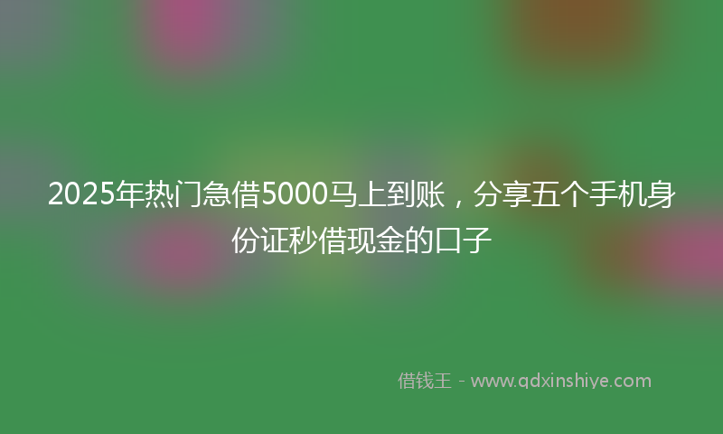 2025年热门急借5000马上到账，分享五个手机身份证秒借现金的口子